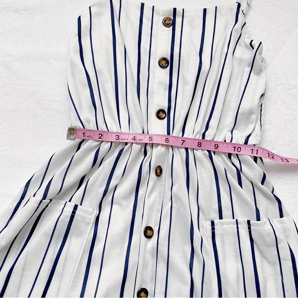 White & Blue Stripe Button Down Front Style Sundr… - image 3